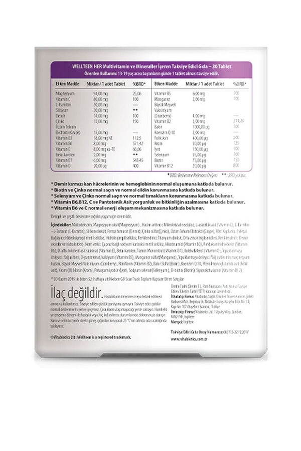 Vitabiotics Wellteen Her 30 Tablet