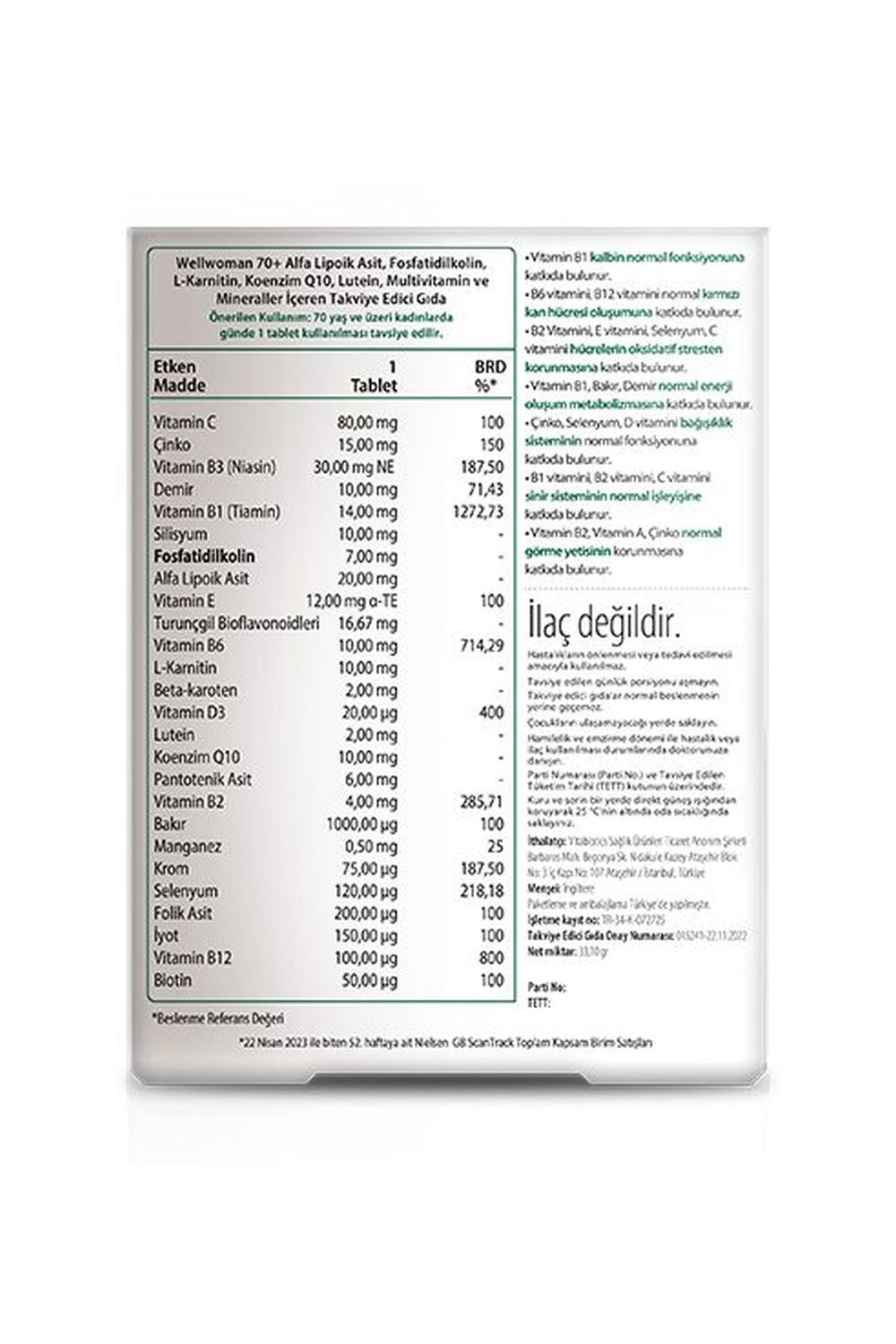 Vitabiotics Wellwoman 70+ 30 Tablet