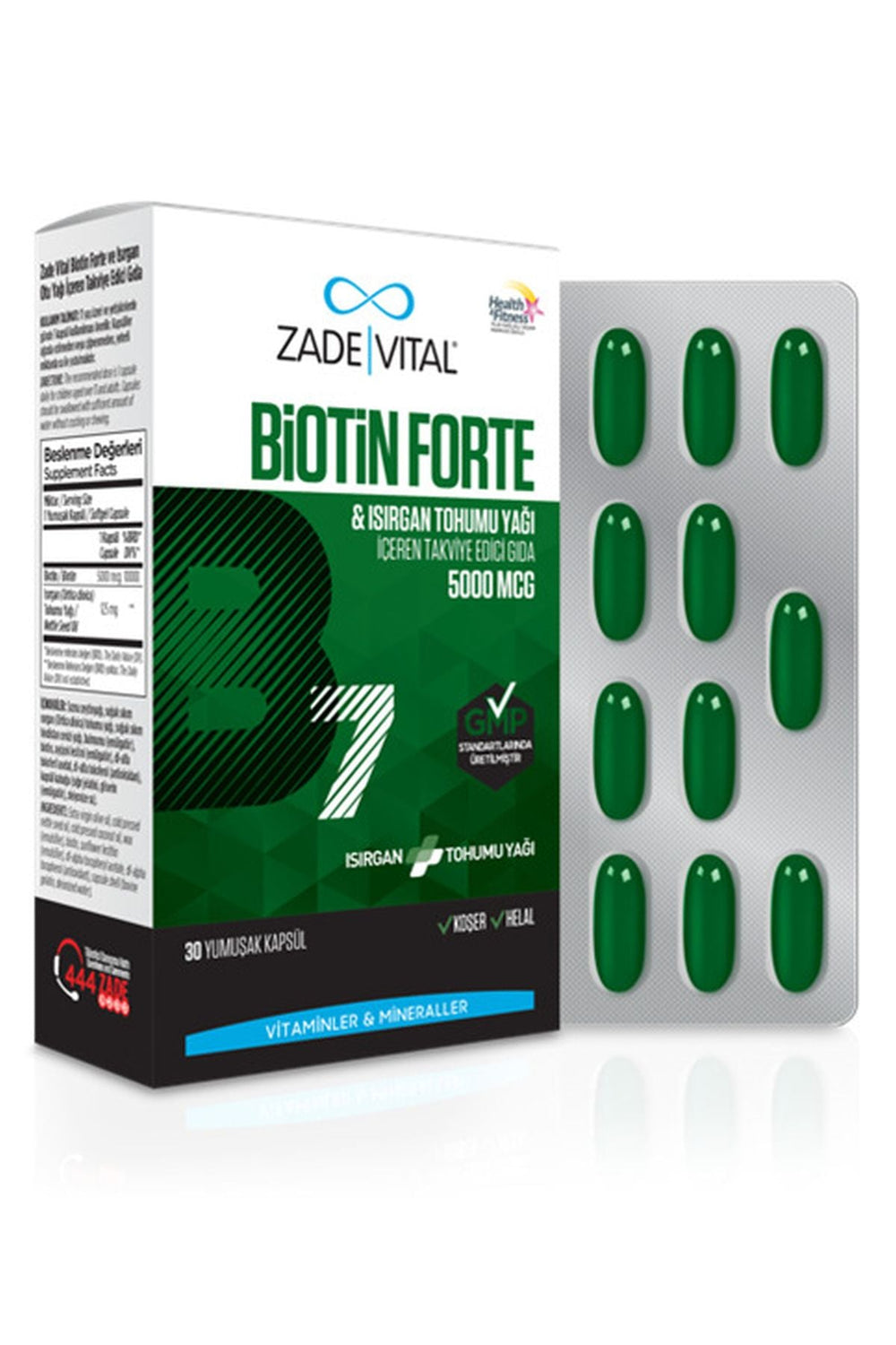 Zade Vital Biotin Forte 5000 mcg 30 Kapsül