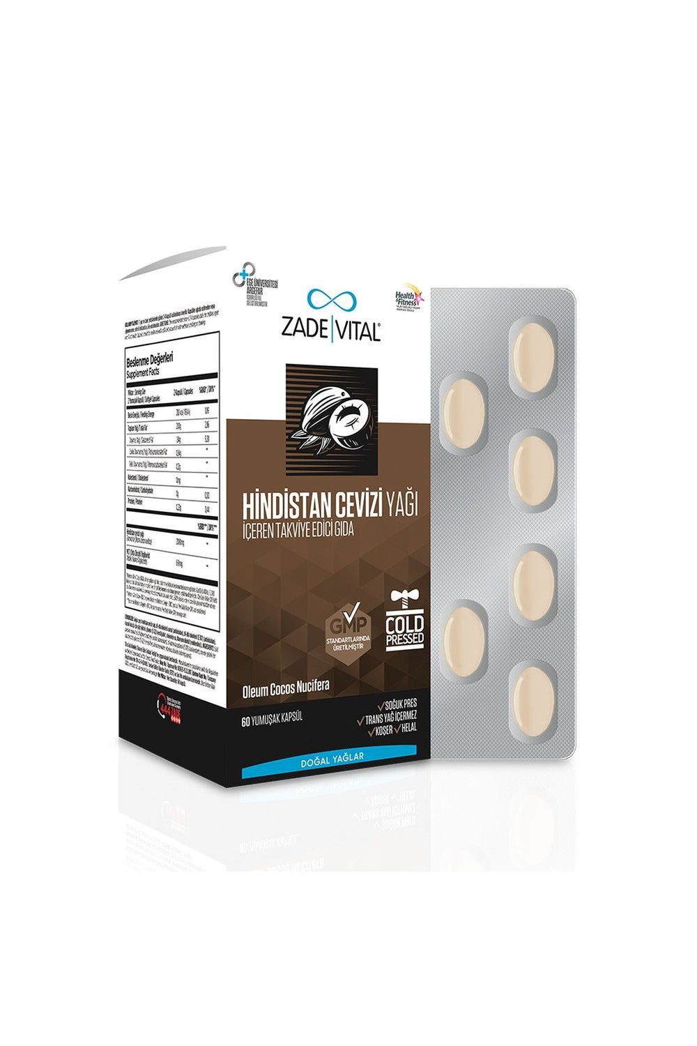 Zade Vital Hindistan Cevizi Yağı 1000 mg 60 Kapsül