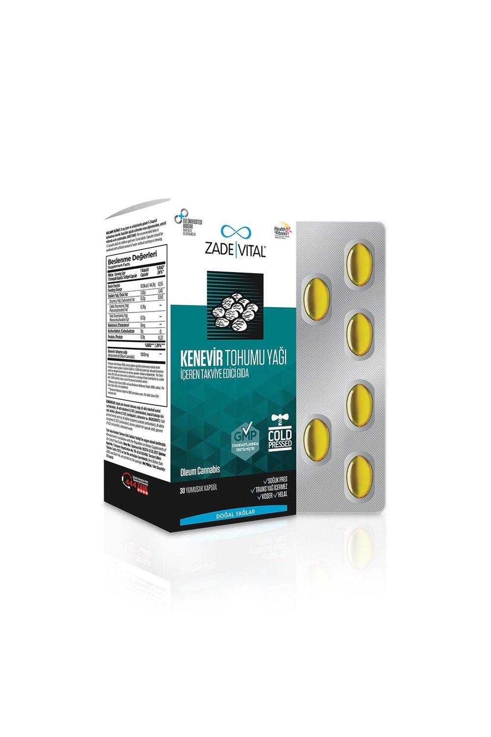 Zade Vital Kenevir Tohumu Yağı 500 mg 30 Kapsül