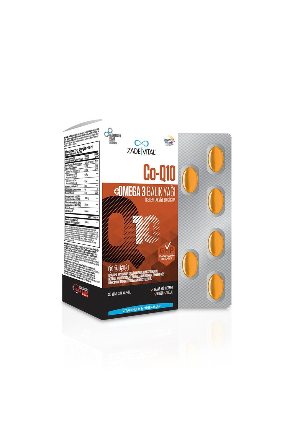 Zade Vital Koenzim Q-10 & Omega-3 Balık Yağı 30 Kapsül
