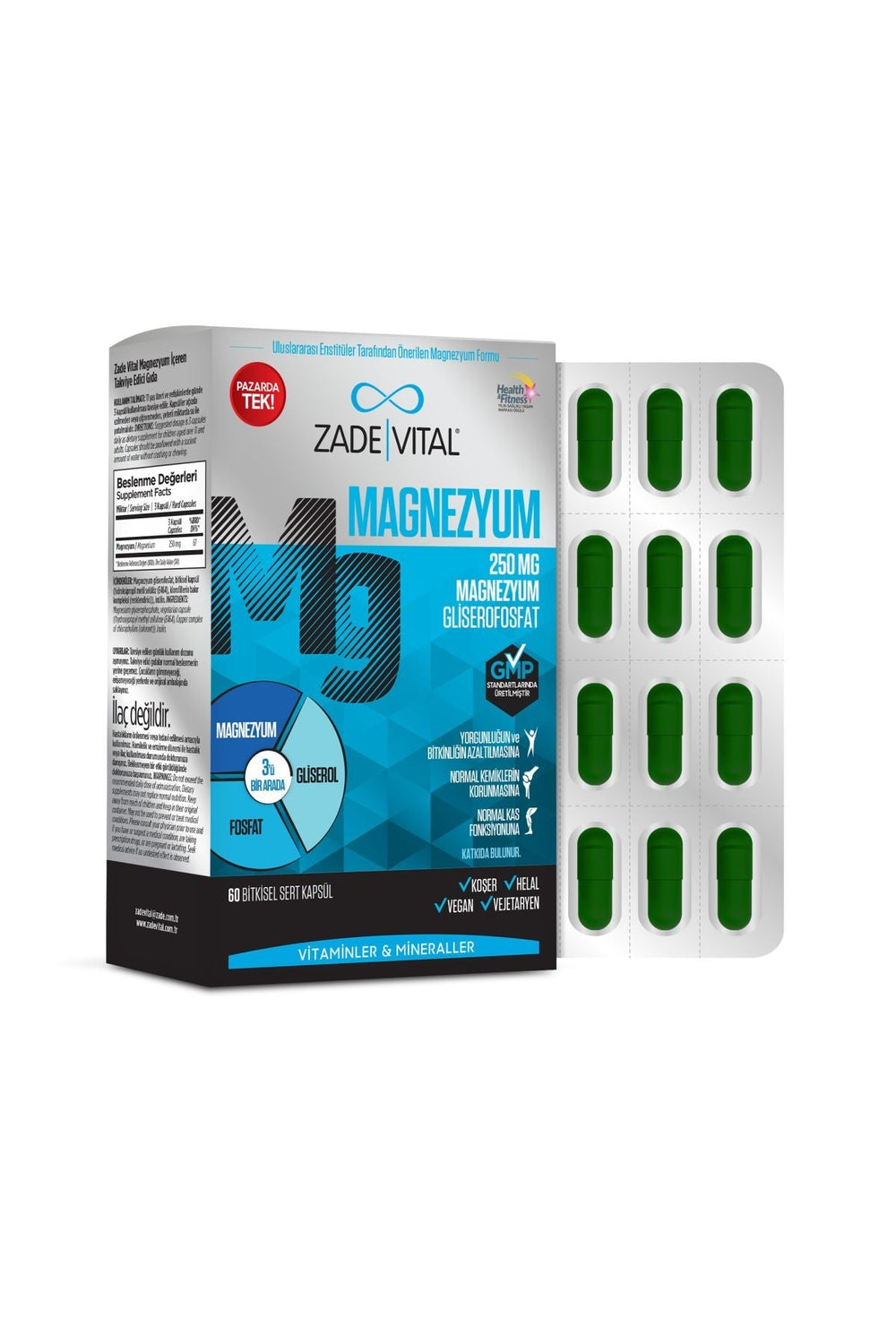 Zade Vital Magnezyum 250 mg 60 Kapsül
