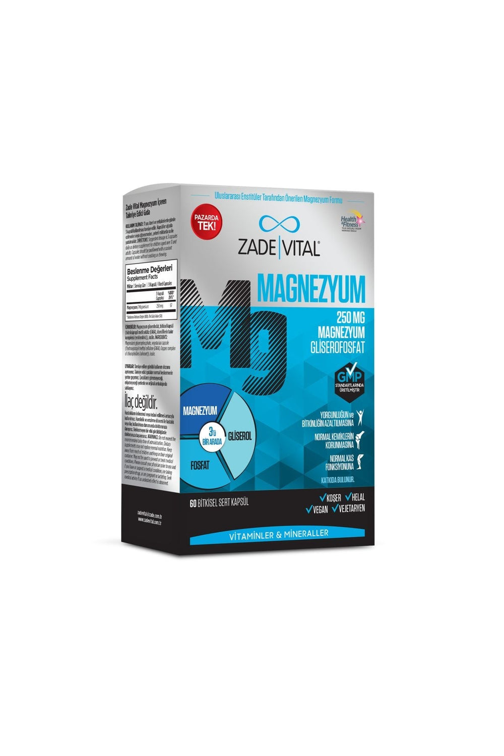 Zade Vital Magnezyum 250 mg 60 Kapsül