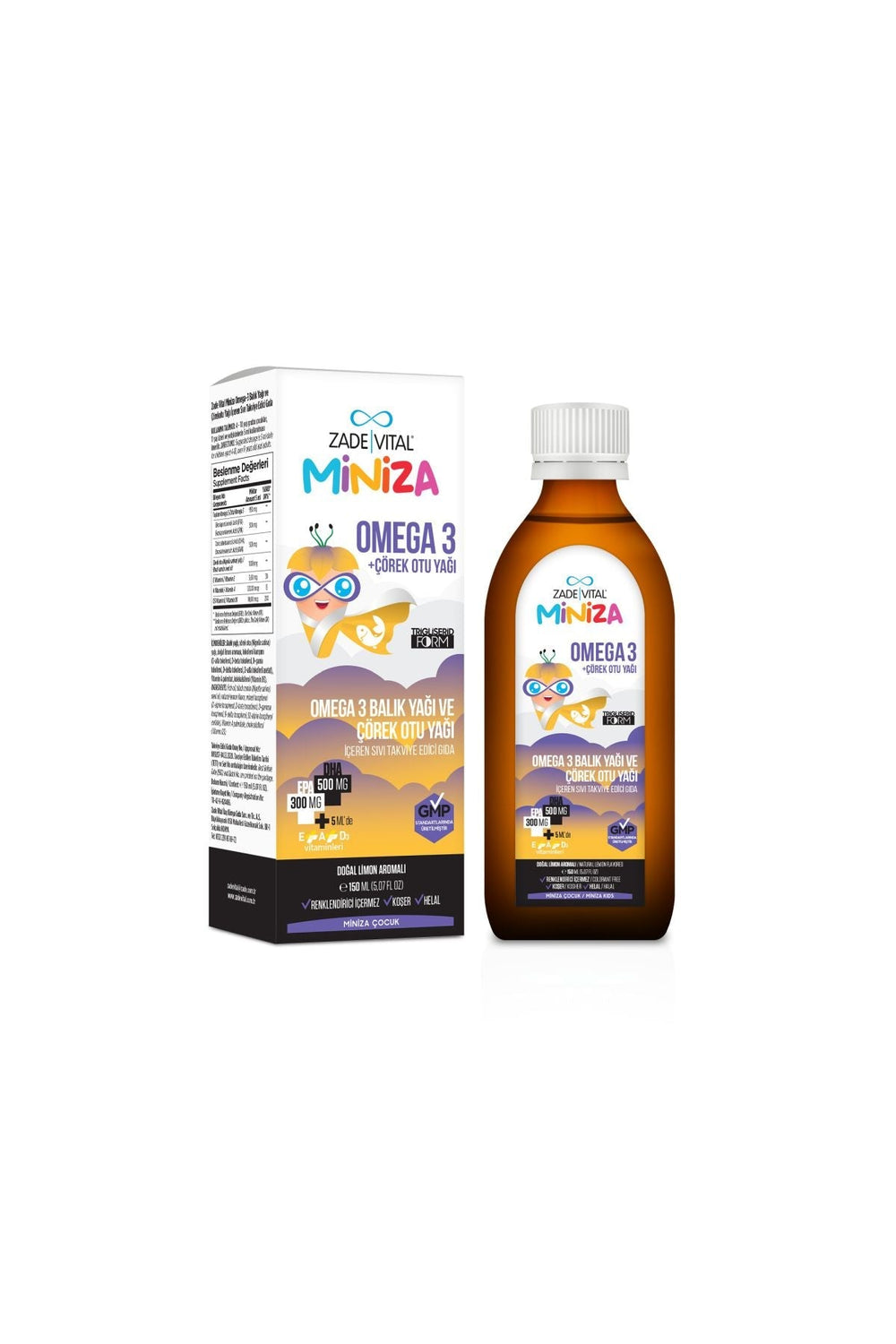 Zade Vital Miniza Omega-3 & Çörek Otu Yağı 150 ml