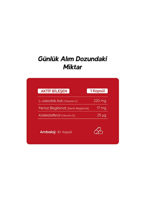 Dr.Henri Ferrocel Demir Bisglisinat 30 Kapsül