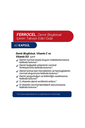 Dr.Henri Ferrocel Demir Bisglisinat 60 Kapsül