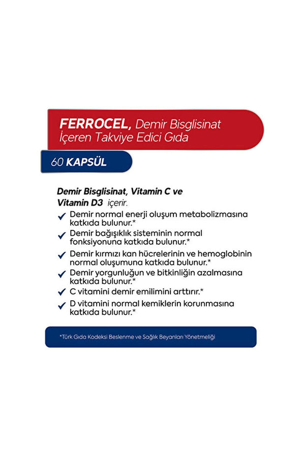 Dr.Henri Ferrocel Demir Bisglisinat 60 Kapsül