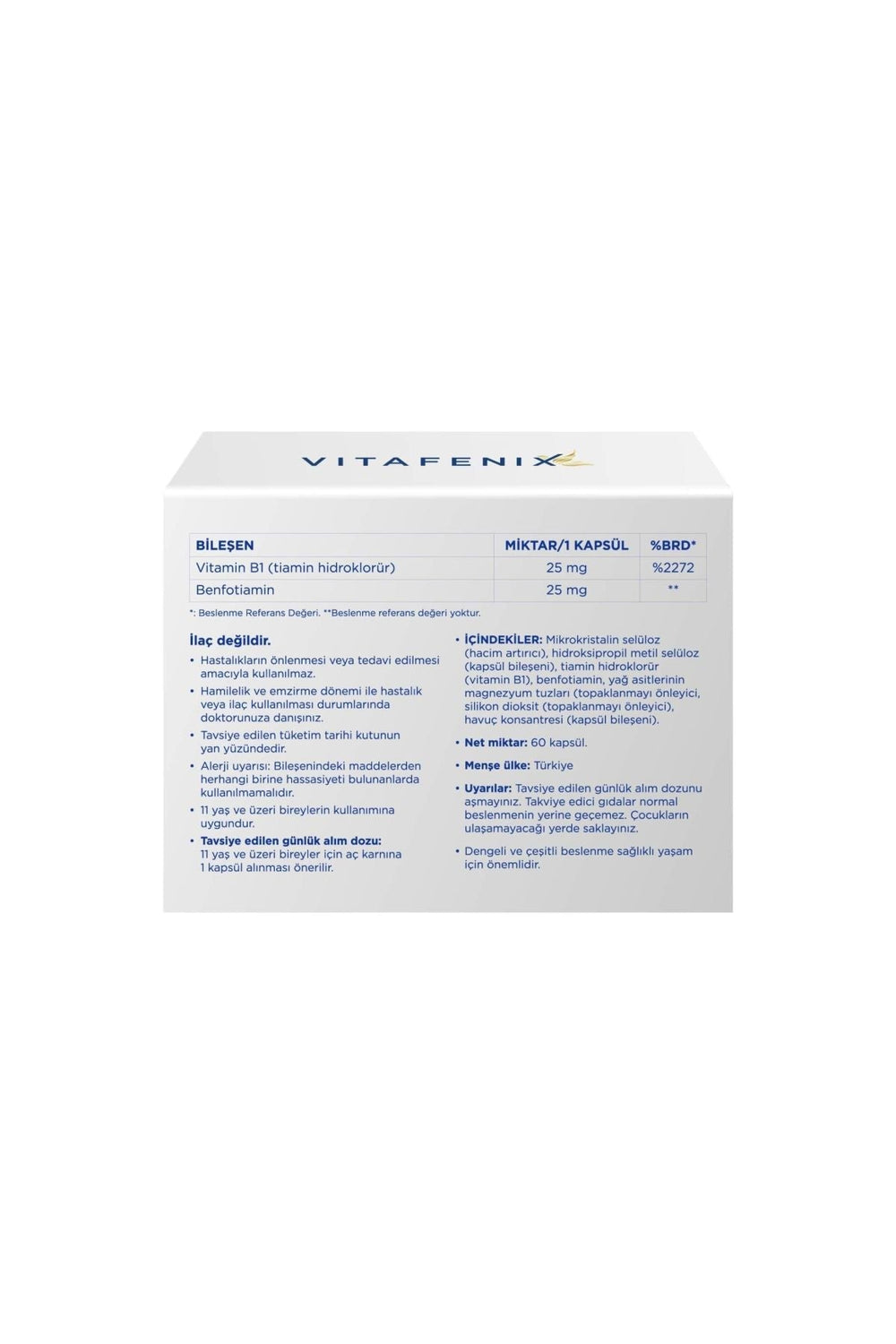 Vitafenix B1 Vitamini 60 Kapsül