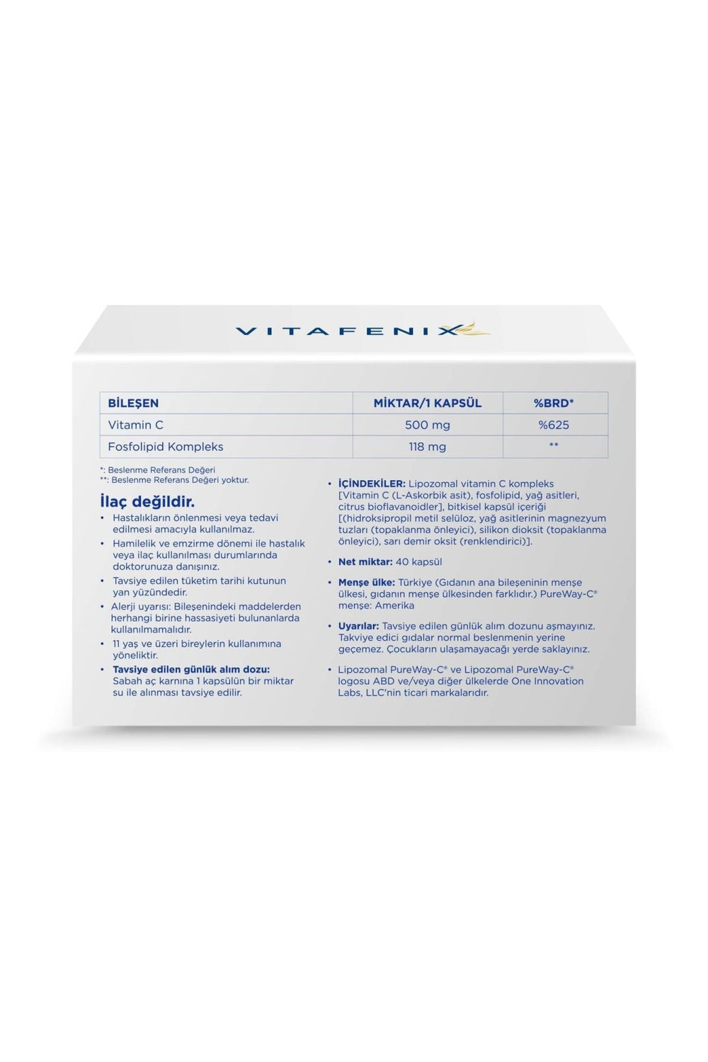 Vitafenix Lipozomal C Vitamini 40 Kapsül