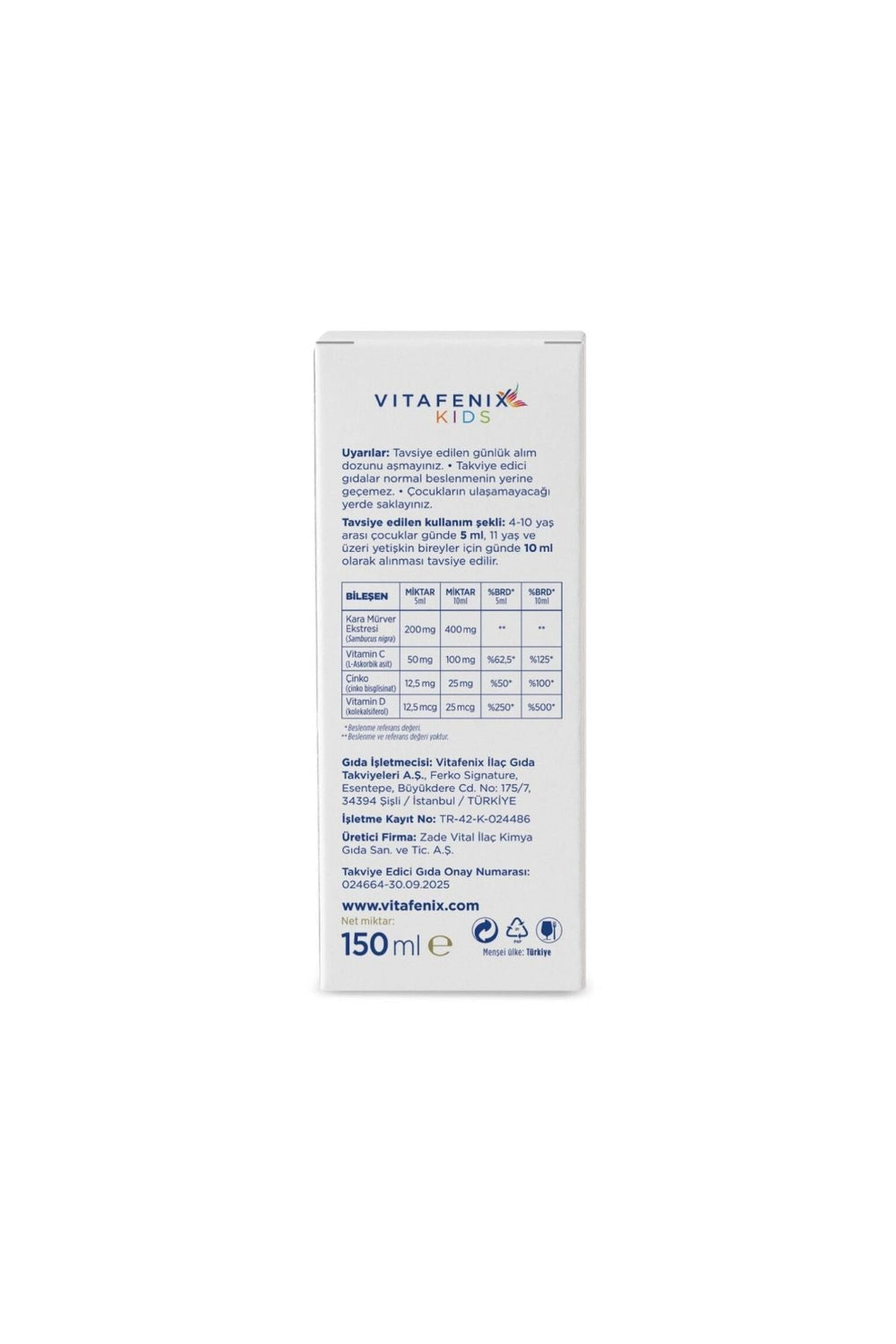 Vitafenix Kara Mürver Ekstresi 150 ml