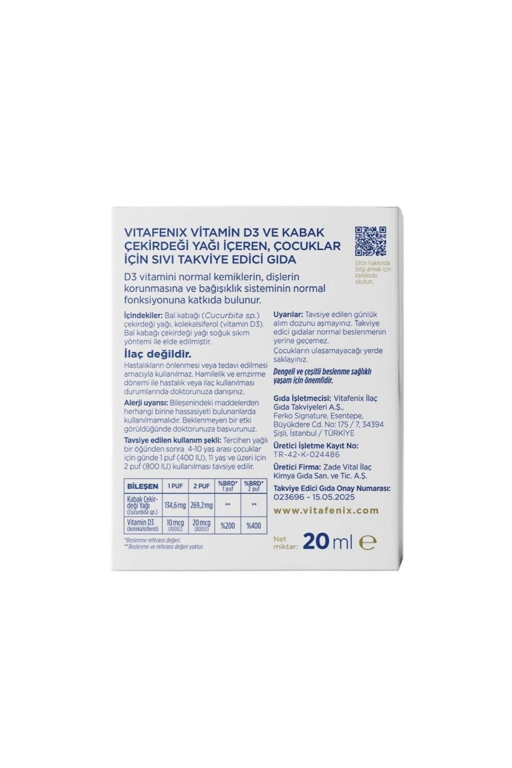 Vitafenix D3 Vitamini 20 ml