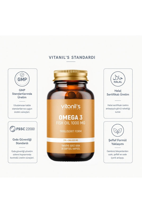 Vitanil's Omega 3 Fish Oil 1000 mg 30 Soft Jel