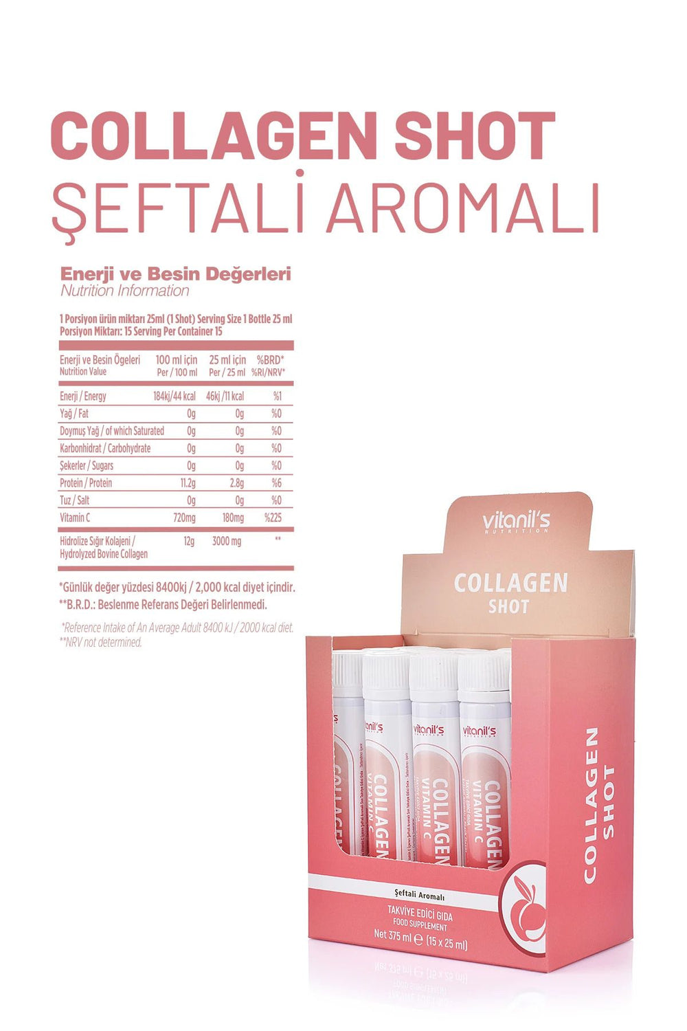 Vitanil's Collagen Şeftali Aromalı 15 Şişe