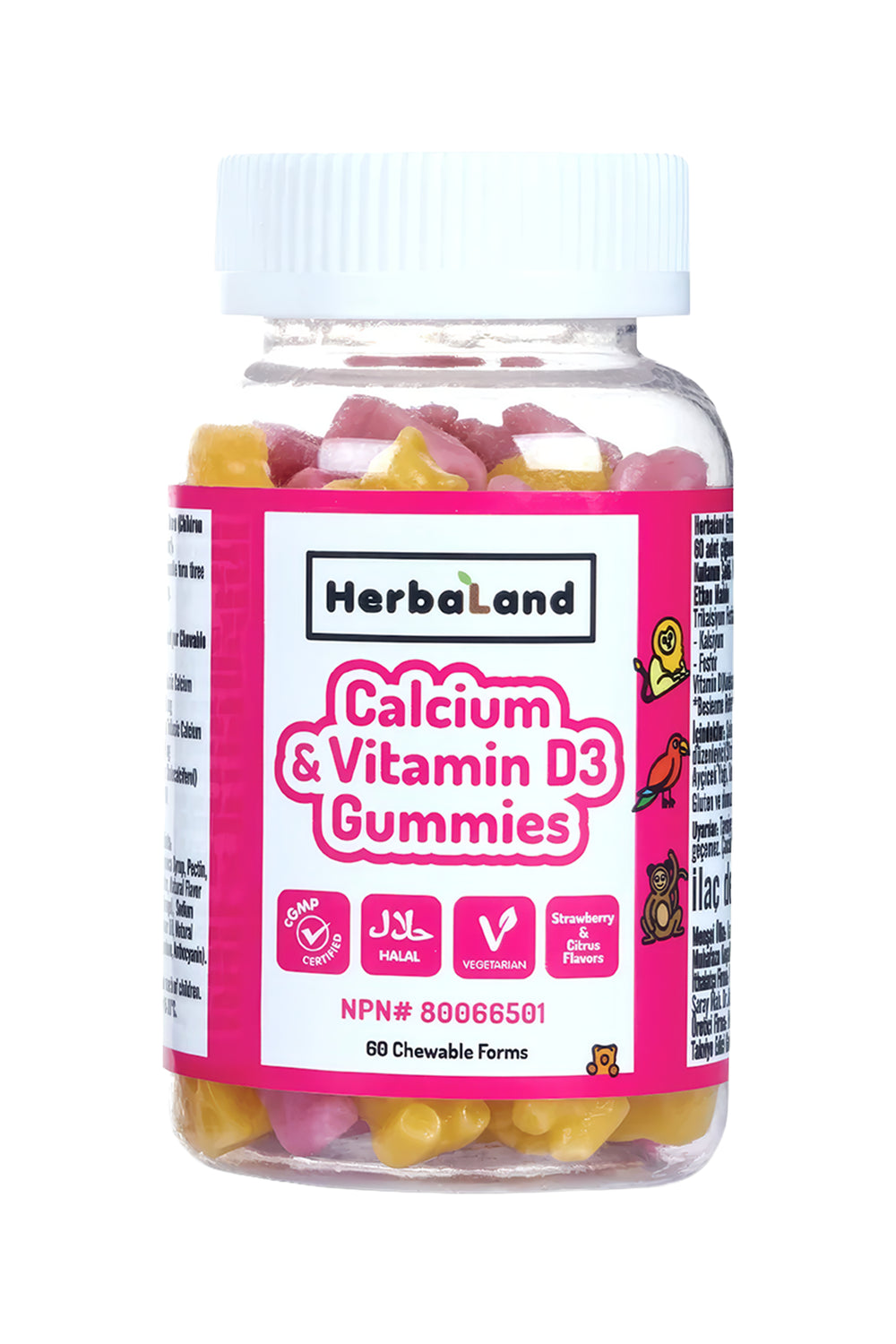 Herbaland Calcium & Vitamin D3 Gummy 60 Çiğnenebilir Form
